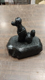 Black Sitting Groomed Poodle Dog Pet Animal Carved Pennsylvania Hard Coal Figure