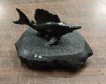 Black Sword Fish Carved Pa Hard Coal Figurine Fishing Statue Hand Crafted New