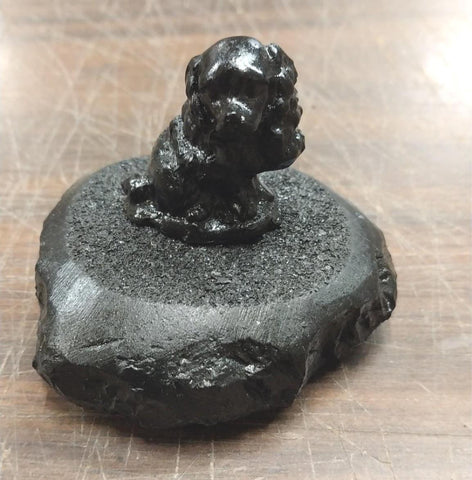 Black Cocker Spaniel Puppy Carved Figurine Pet Animal Pa Hand Crafted Hard Coal