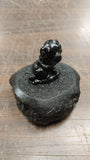 Black Cocker Spaniel Puppy Carved Figurine Pet Animal Pa Hand Crafted Hard Coal