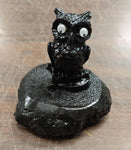 Carved Hand Crafted Pennsylvania Hard Coal Black Owl Googly Eyes Nocturnal Bird