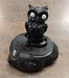 Carved Hand Crafted Pennsylvania Hard Coal Black Owl Googly Eyes Nocturnal Bird
