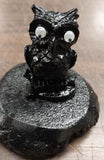 Carved Hand Crafted Pennsylvania Hard Coal Black Owl Googly Eyes Nocturnal Bird
