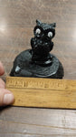 Carved Hand Crafted Pennsylvania Hard Coal Black Owl Googly Eyes Nocturnal Bird