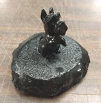 2 Scottish Terrier Puppy Dog Pet Scottie Hand Crafted Pa Hard Coal Figurines