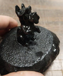 2 Scottish Terrier Puppy Dog Pet Scottie Hand Crafted Pa Hard Coal Figurines