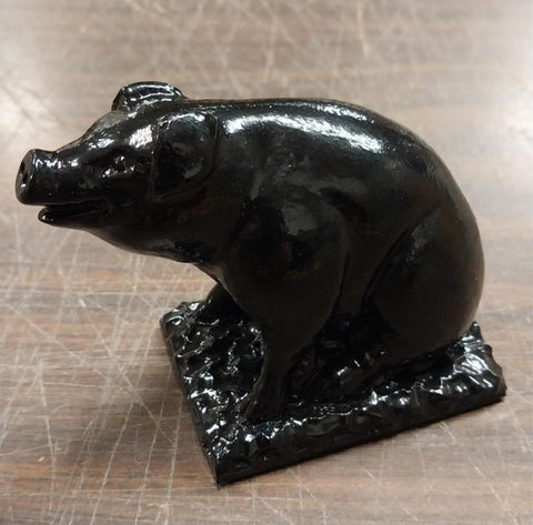 Black Pig Hand Crafted Pa Coal Figurine Farm Animal Swine Hog Collectible New