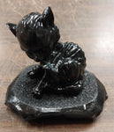 Kitten Small Cat Black Carved Hand Crafted Pa Coal Pet Farm Animals Collectibles