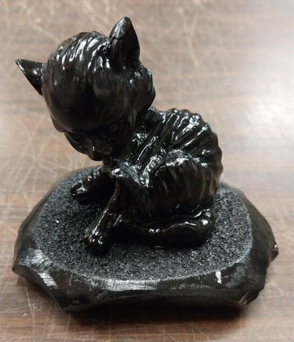 Kitten Small Cat Black Carved Hand Crafted Pa Coal Pet Farm Animals Collectibles