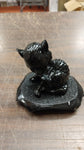 Kitten Small Cat Black Carved Hand Crafted Pa Coal Pet Farm Animals Collectibles