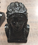 2 Native Heads Large Chief Small Women Black Carved Pa Hard Coal Figurine New