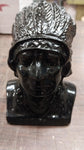 2 Native Heads Large Chief Small Women Black Carved Pa Hard Coal Figurine New