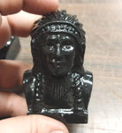 2 Native Heads Large Chief Small Women Black Carved Pa Hard Coal Figurine New