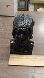 2 Native Heads Large Chief Small Women Black Carved Pa Hard Coal Figurine New
