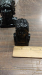 2 Native Heads Large Chief Small Women Black Carved Pa Hard Coal Figurine New