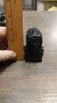 2 Native Heads Large Chief Small Women Black Carved Pa Hard Coal Figurine New