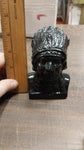 2 Native Heads Large Chief Small Women Black Carved Pa Hard Coal Figurine New