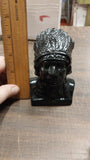 2 Native Heads Large Chief Small Women Black Carved Pa Hard Coal Figurine New