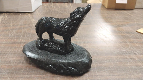 Howling Wolf Wildlife Animals Black Carved Figurines Pa Hard Coal Collectible