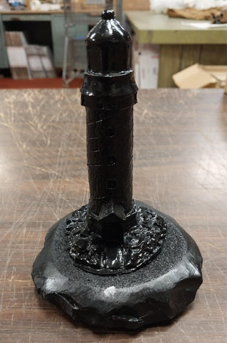 Black Light House Statue Figure Carved Hand Crafted Pa Hard Coal Tower Beacon