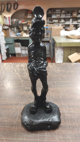 9 Inch Old Time Miner Hard Hat Black Carved Figurine Pa Hard Coal Collectible