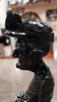 9 Inch Old Time Miner Hard Hat Black Carved Figurine Pa Hard Coal Collectible