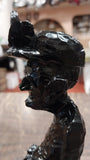 9 Inch Old Time Miner Hard Hat Black Carved Figurine Pa Hard Coal Collectible