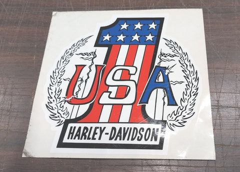 USA #1 Harley Davidson Red White Blue Outside Window Decal Sticker Emblem Decor