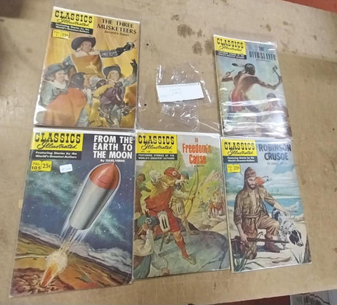 Vtg Classics Illustrated Deer Slayer Robinson Crusoe 3 Musketeers Comic Book Lot