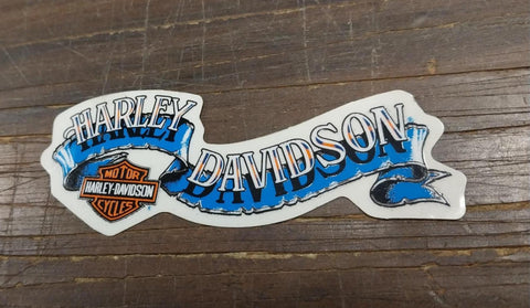 Outside Window Small Blue Ribbon Harley Davidson Red Shield Logo Decal Sticker