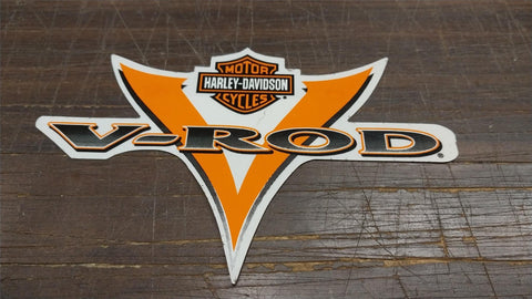 Medium V-Rod Harley Orange Grey Outside Window Sticker Decal VRSC V-Twin NOS