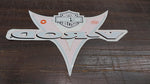 Large Harley Logo Inside Window Orange Grey V-Rod Sticker Decal VRSC V-Twin NOS