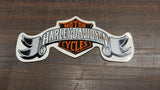 NOS Large Grey Ribbon Red Black Harley Shield Logo Sticker Decal Emblem Decor