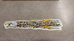 Right Large Outside Window Harley  Flamming Eagle Gold Orange Sticker Decal NOS