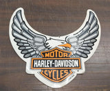 X Large Grey Open Wing Eagle Harley Shield Logo Outside Window Sticker Decal NOS