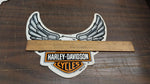 X Large Grey Open Wing Eagle Harley Shield Logo Outside Window Sticker Decal NOS