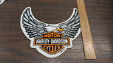 X Large Grey Open Wing Eagle Harley Shield Logo Outside Window Sticker Decal NOS