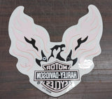 Harley Davidson Orange Flame Wings Eagle Inside Window Decal Emblem Sticker LG