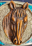 VTG Horse Belt Buckle Silver Gold Turquoise Red Metal Rodeo Western Cowboys