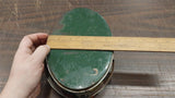 Vintage Oval Metal Tin Basket College Flags Pennant Lunch Box Tote Green Antique