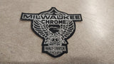 Silver Chrome Embroidered Milwaukee Chrome Harley Davidson Eagle Patch NOS 6"