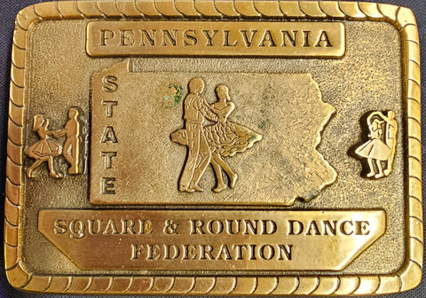 VTG 1998 Limited Edition Pennsylvania Square Dance Federation Brass Belt Buckle