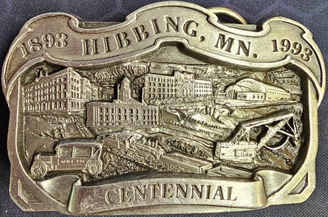 VTG Limited Edition 1893-1993 Hibbing, MN Centennial Solid Brass Belt Buckle