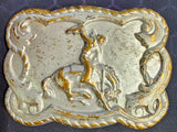 VTG Rodeo Bucking Bronco Rope Framed Metal Belt Buckle Cowboy Western Country