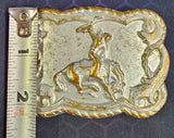 VTG Rodeo Bucking Bronco Rope Framed Metal Belt Buckle Cowboy Western Country