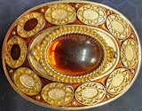 VTG Gold Brass Cat Eyed Stone Center Oval Belt Buckle Western Cowgirl Cowboy