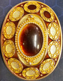 VTG Gold Brass Cat Eyed Stone Center Oval Belt Buckle Western Cowgirl Cowboy