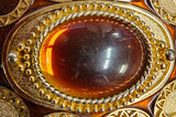 VTG Gold Brass Cat Eyed Stone Center Oval Belt Buckle Western Cowgirl Cowboy