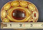 VTG Gold Brass Cat Eyed Stone Center Oval Belt Buckle Western Cowgirl Cowboy