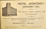 VTG 1930s Hotel Monterrey Mexico Double Sided Travel Collectible Postcard Flyer
